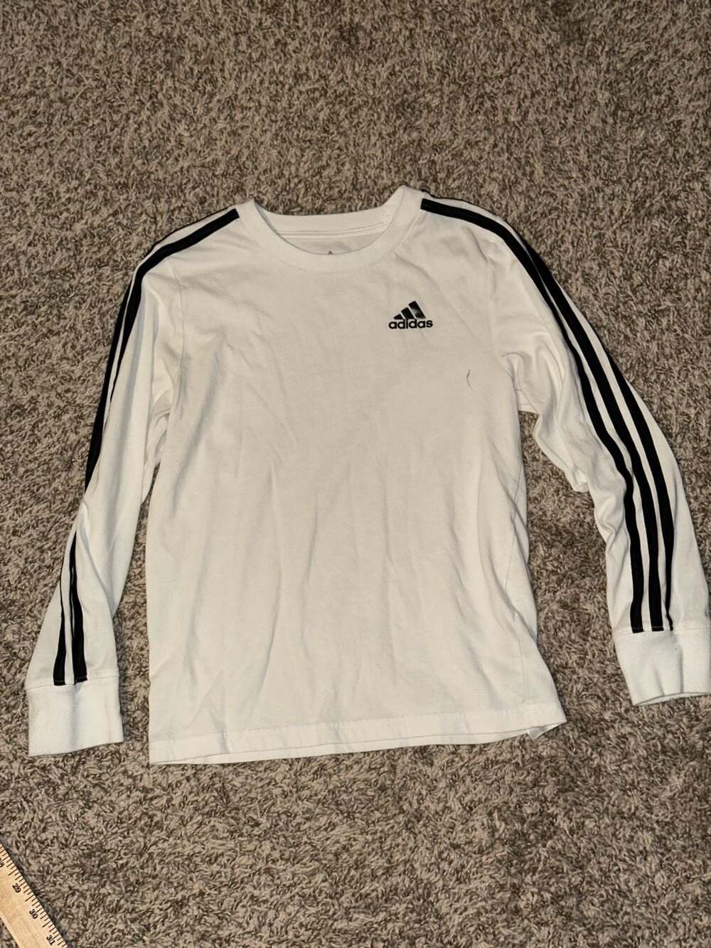 Adidas Kids Train Essentials 3-Stripes Long Sleeve Shirt White Size S